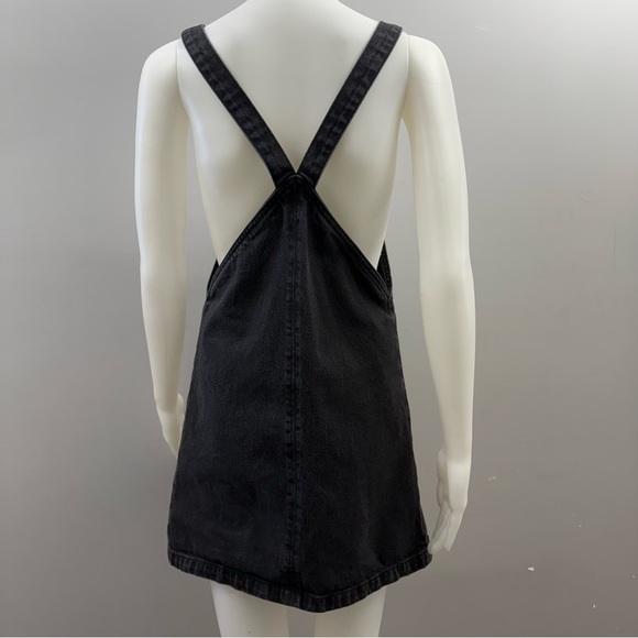 Topshop carpenter denim mini overalls dress in black size 2 - Picture 4 of 11